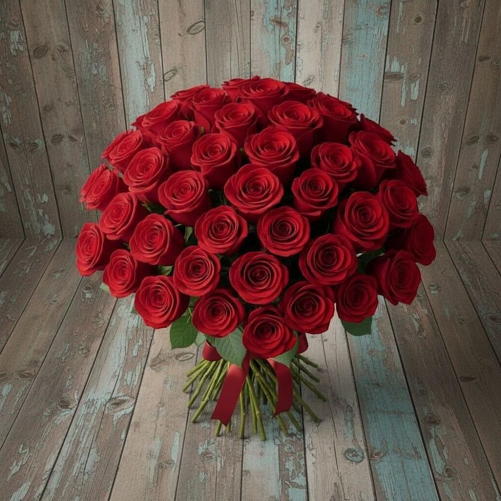 Букет 55 Красных роз Фридом в Зеленоборском