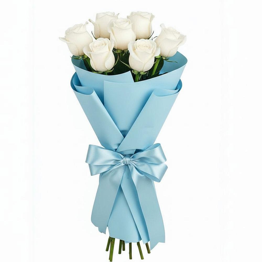 Букет 7 белых роз Проуд в Зеленоборском