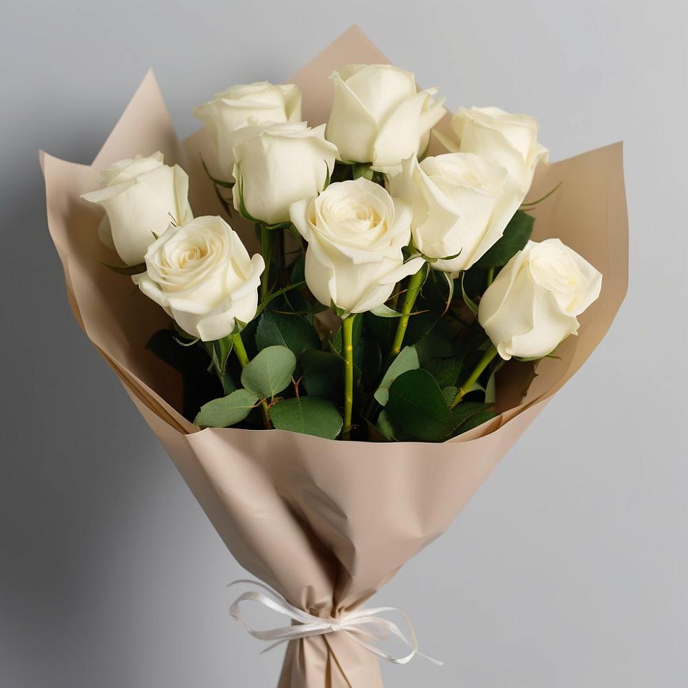 Букет 9 Белых роз Эдлесс Лав в Зеленоборском