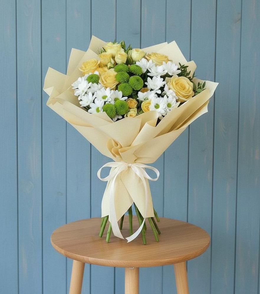 Букет цветов из: Хризантемы и Розы в Зеленоборском