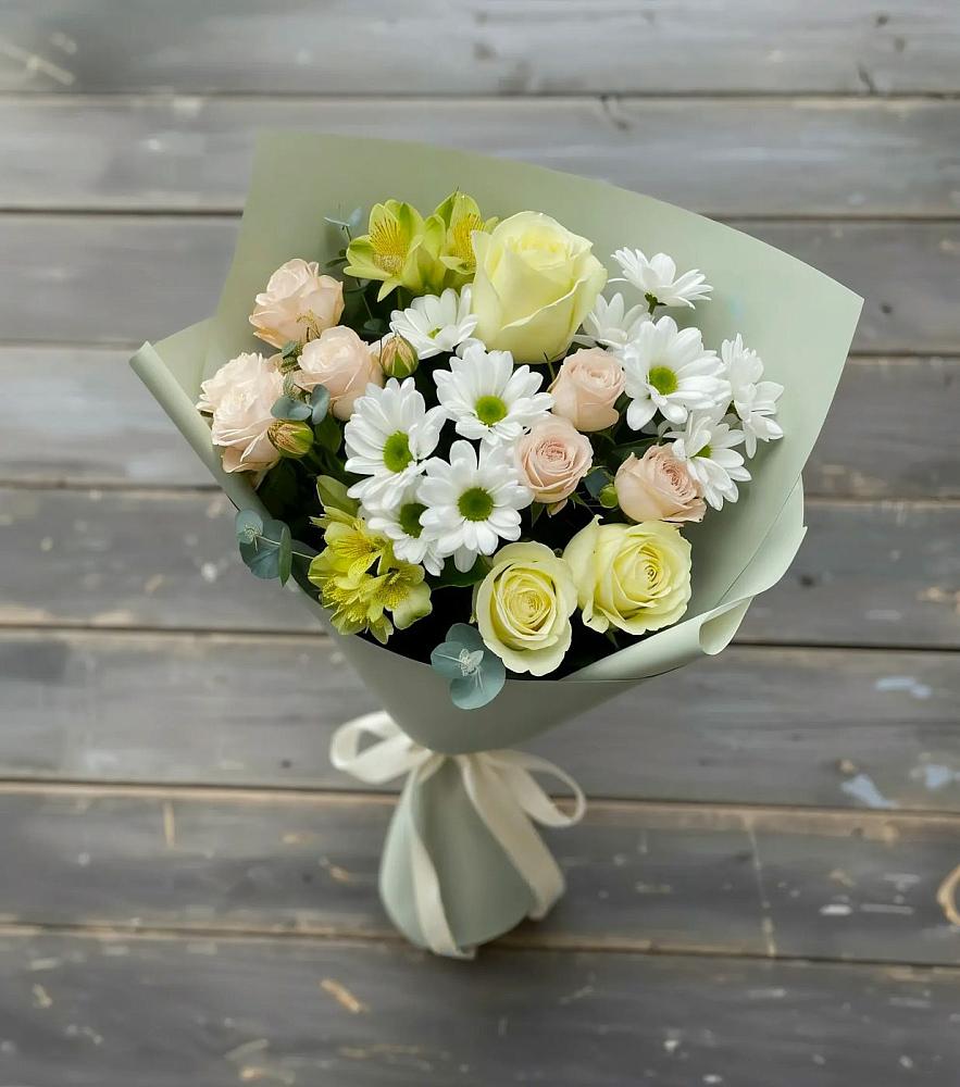 Букет цветов из: Альстромерии, Розы и Хризантемы в Зеленоборском