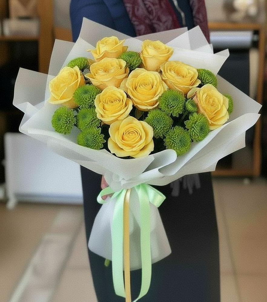 Букет цветов из: Хризантемы и Розы в Зеленоборском