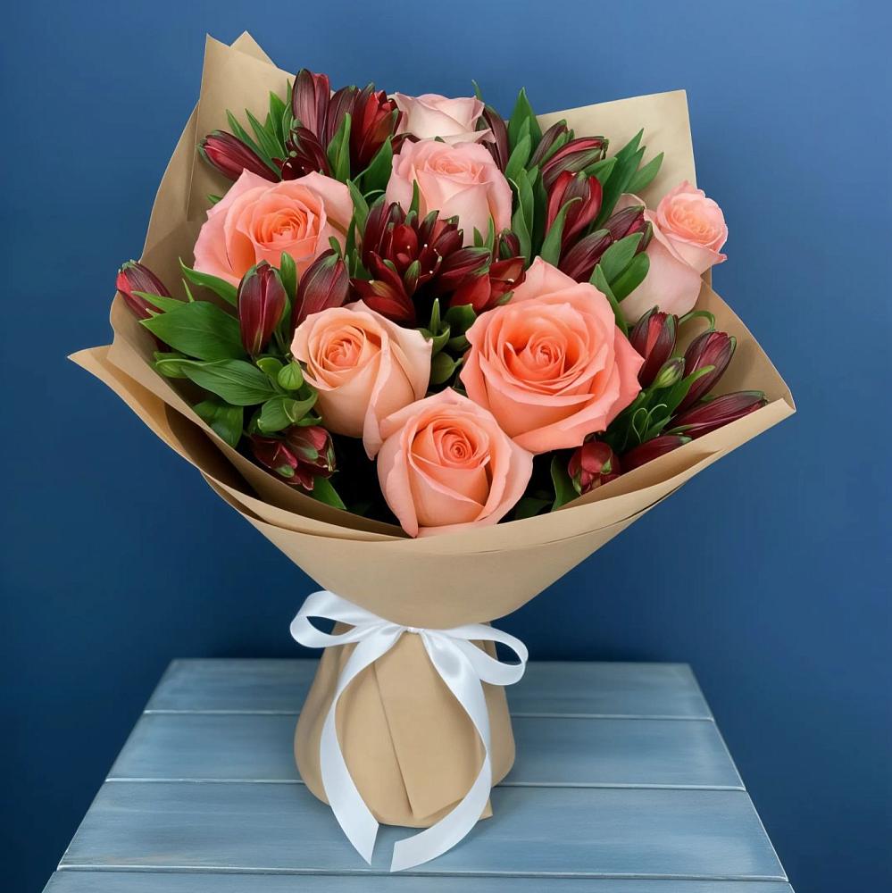 Букет цветов из: Розы и Альстромерии в Зеленоборском