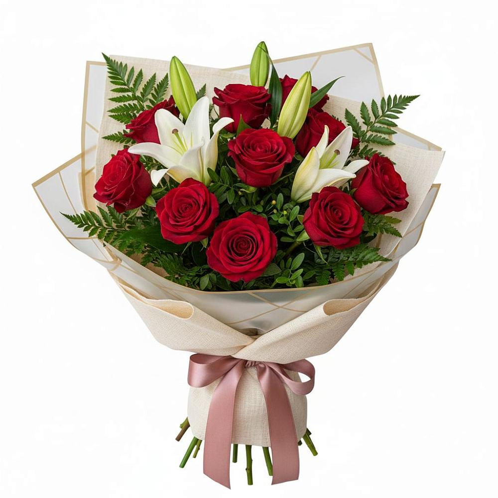 Букет цветов из: Лилии и Розы в Зеленоборском