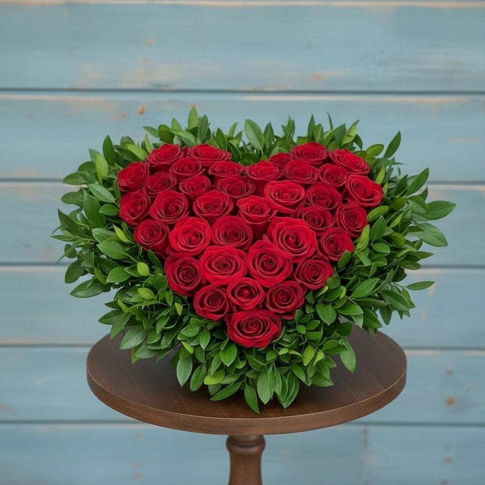 Цветочная композиция из Розы в виде сердца в Зеленоборском