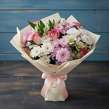 Букет цветов из:  Хризантемы, Альстромерии и Розы в Зеленоборском