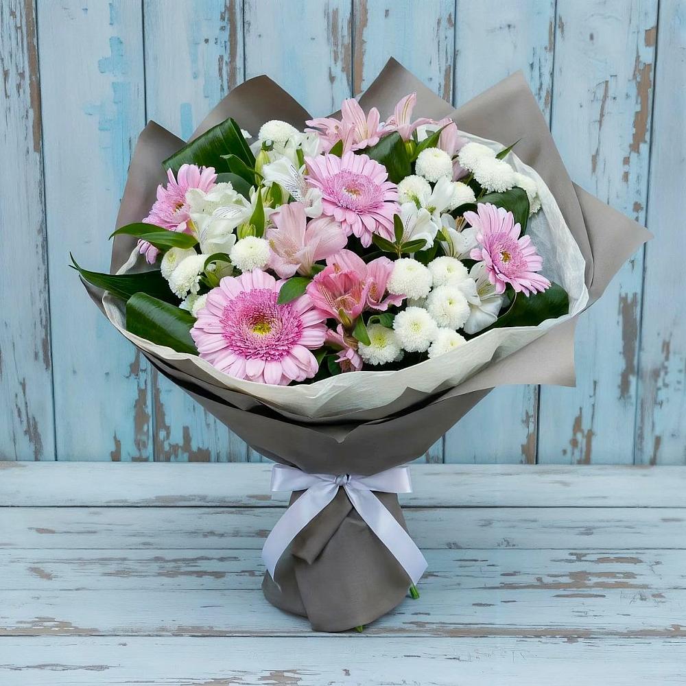 Букет цветов из: Герберы, Альстромерии и Хризантемы в Зеленоборском