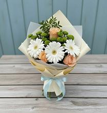 Букет цветов из:  Герберы, Розы и Хризантемы в Зеленоборском
