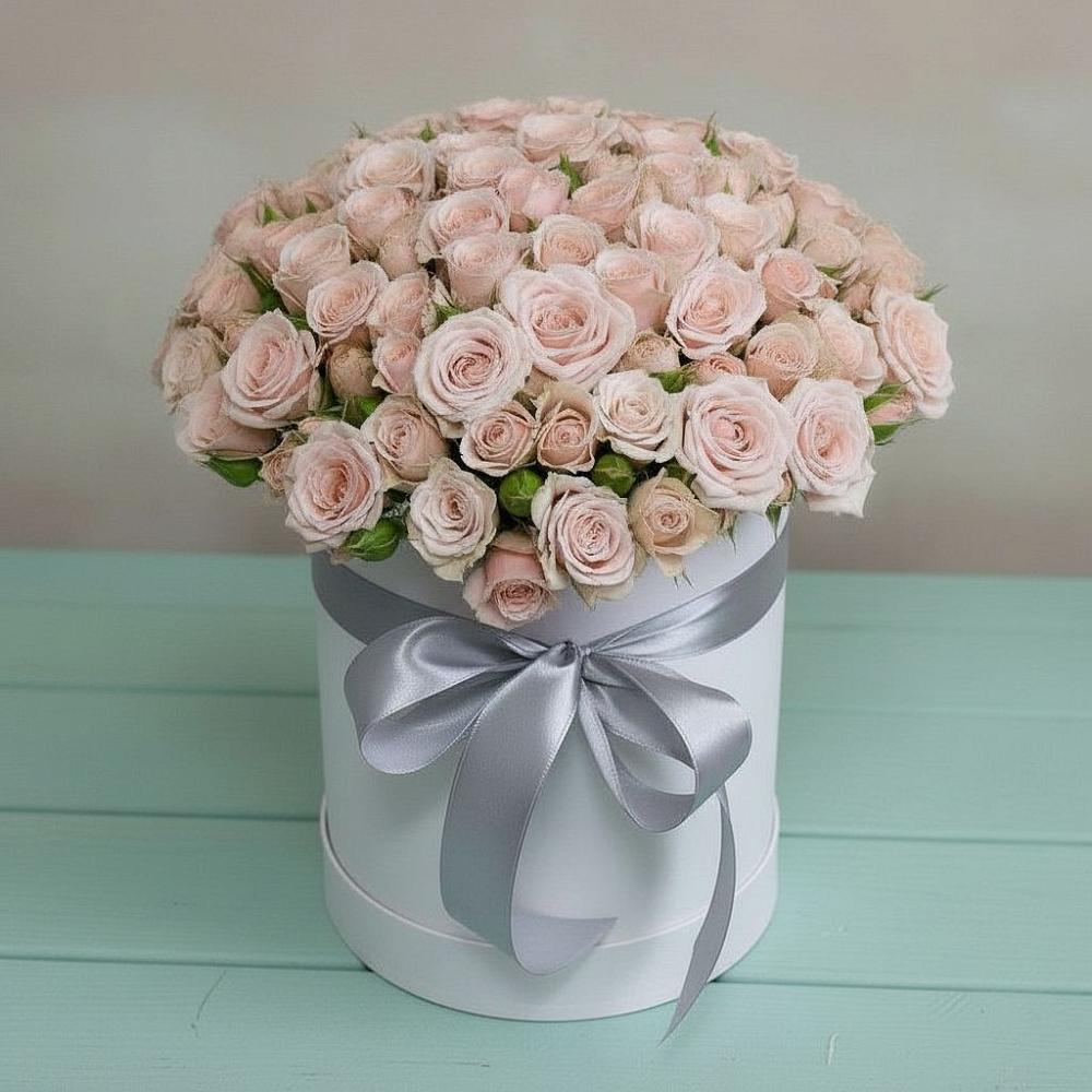 Цветочная композиция из Розы в шляпной коробке в Зеленоборском